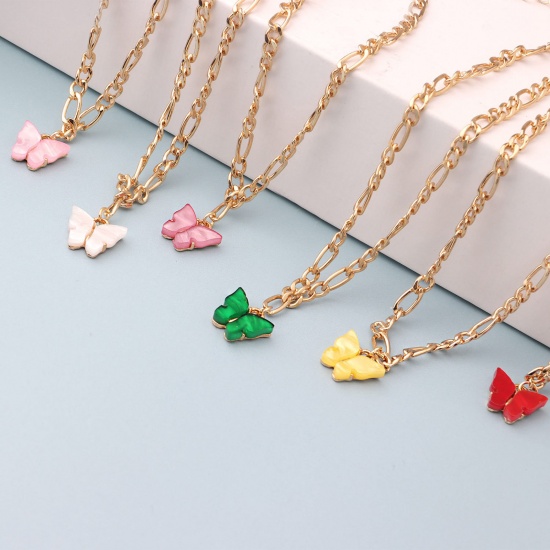 Picture of Acrylic Anklet Gold Plated White Butterfly Animal 21cm(8 2/8") long, 1 Set ( 2 PCs/Set)