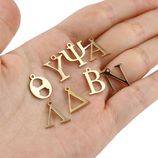 Picture of 304 Stainless Steel Charms Gold Plated Greek Alphabet