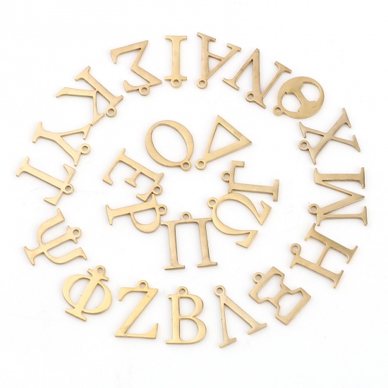 Picture of 304 Stainless Steel Charms Gold Plated Greek Alphabet