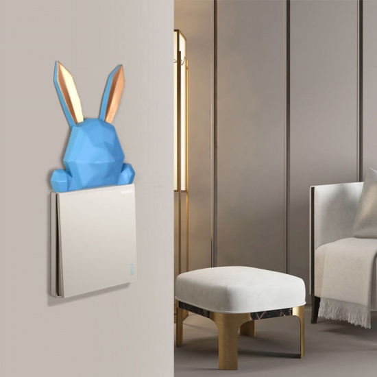 Picture of Dark Blue - Rabbit Resin 3D Light Switch Decorative Sticker 8x2x9.3cm, 1 Piece