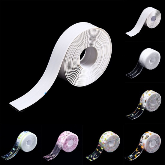 Picture of Multicolor - Plum Blossom PVC Self Adhesive Waterproof Mildewproof Caulking Sealing Tape Strip For Kitchen Sink Toilet Bathroom 3.8x320cm, 1 Piece