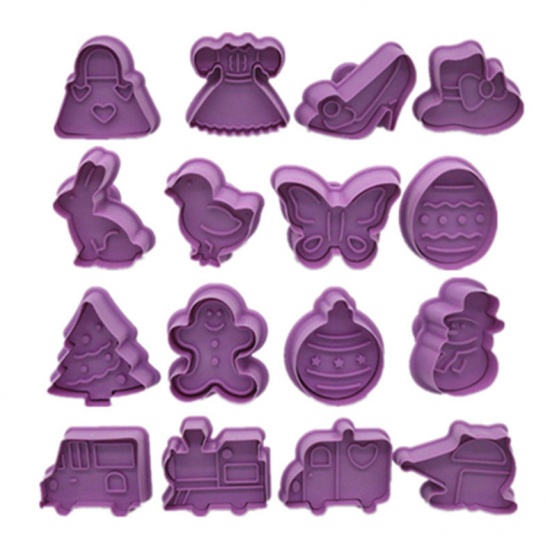 Picture of Purple - Love Star 4PCs Baking Cake Pudding Chocolate Plastic Mold Food Grade 4x5cm, 1 Set