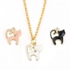Picture of Zinc Based Alloy Charms Cat Animal Gold Plated Black Enamel 15mm x 13mm, 10 PCs