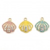 Picture of Zinc Based Alloy Charms Scallop Gold Plated Pale Lilac Multicolor Rhinestone 18mm x 17mm, 5 PCs