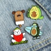 Picture of Pin Brooches Bear Animal Strawberry White & Red Enamel 30mm x 30mm, 1 Piece