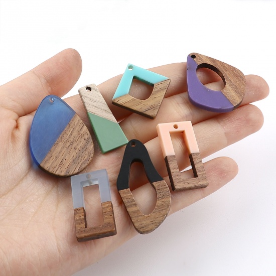 Picture of Resin & Wood Wood Effect Resin Charms At Random Color