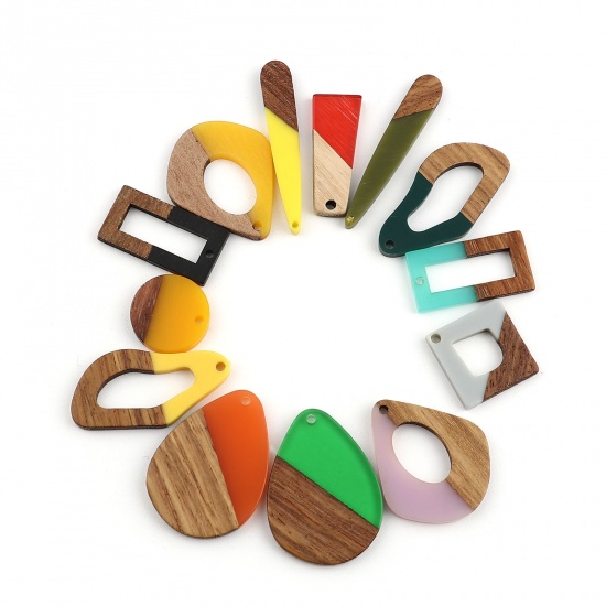 Picture of Resin & Wood Wood Effect Resin Charms At Random Color