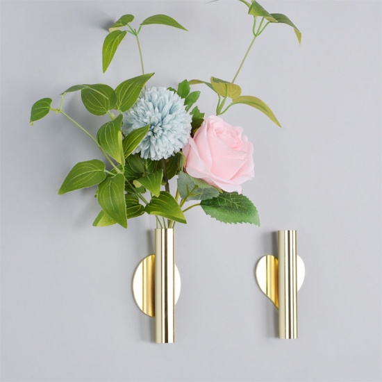 Immagine di Rose Gold - Heart Iron Tube Flower Vase Living Room Wall Decoration 6x10.8cm, 1 Piece