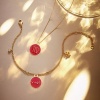 Picture of Zinc Based Alloy Charms Round Gold Plated Dark Pink Constellation Enamel 12mm Dia., 1 Set ( 12 PCs/Set)