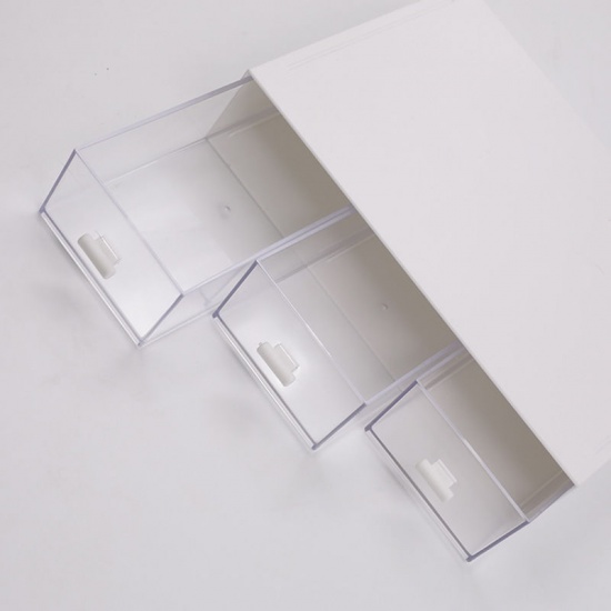 Immagine di Transparent - Plastic Multifunctional Desktop Drawer Type Storage Box 3 Grid 22.9x16.5x5cm, 1 Piece