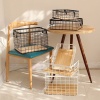 Immagine di Wrought Iron Grid Storage Basket With Wooden Board