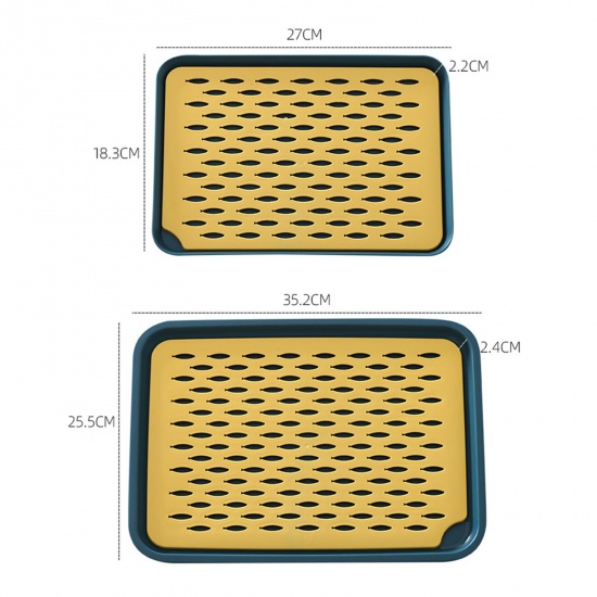 Immagine di Yellow - Drain Plate Large Rectangular PP Tea Cup Tray Creative Nordic Style 35.2x25.5x2.4cm, 1 Set