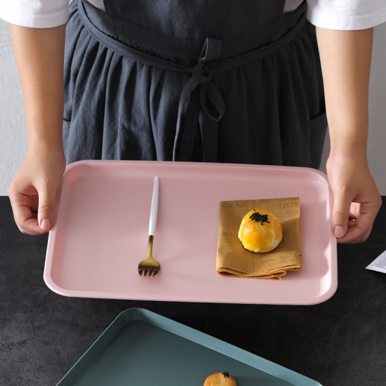Picture of Yellow - Drain Plate Large Rectangular PP Tea Cup Tray Creative Nordic Style 35.2x25.5x2.4cm, 1 Set