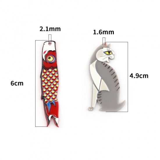 Picture of Resin Pendants Fish Animal Flag Dark Red 60mm x 13mm, 3 PCs