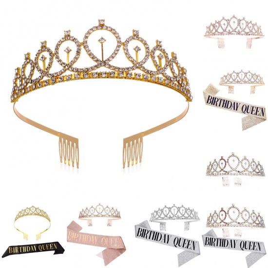 Imagen de Girl Birthday Ribbon Shiny Crown Rhinestone Party Supplies