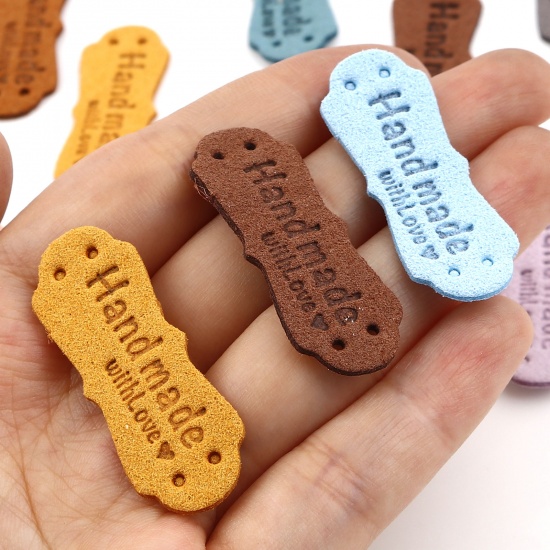 Picture of PU Leather Label Tags Irregular Faux Suede