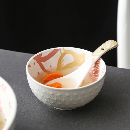 Picture of Black - Leaf Underglaze Colour Ceramic Spoon Japanese Style Cutlery Tableware 14.2x4.5cm, 1 Piece