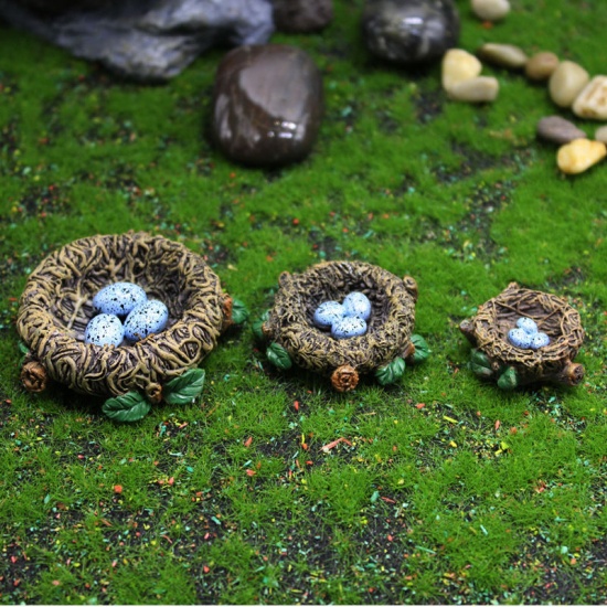 Picture of Brown - Resin Simulation Bird Nest Micro Landscape Miniature Decoration 6x1.5cm, 1 Piece