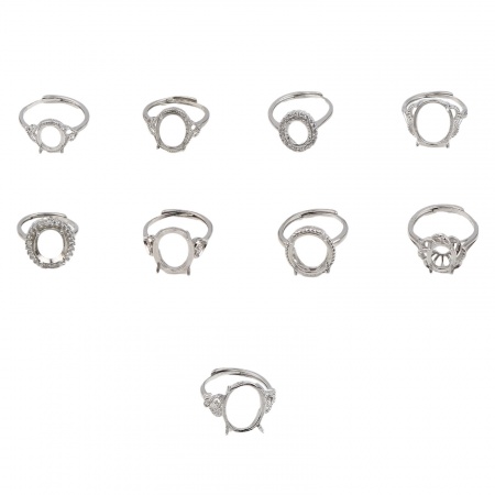 White Brass Open Adjustable Rings Cabochon Settings