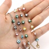 Picture of Stainless Steel Religious Link Cable Chain Findings Eyeglasses Chain Holder Round Evil Eye Enamel