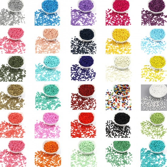 Picture of Glass Seed Beads Round Multicolor About 2mm Dia., Hole: Approx 0.7mm, 1 Packet ( 44000 PCs/Packet)