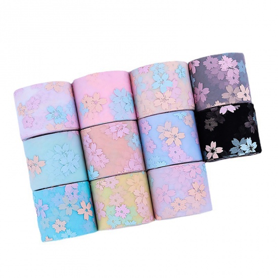 Picture of Polyester Webbing Strap Multicolor Flower Sequins