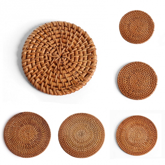 Picture of Rattan Weaving Round Tea Coaster Mat Tea Ceremony Tools