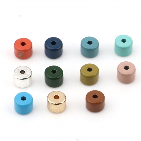 Zinc Based Alloy Enamel Spacer Beads Cylinder Multicolor