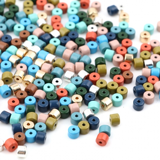 Picture of Zinc Based Alloy Enamel Spacer Beads Cylinder Multicolor
