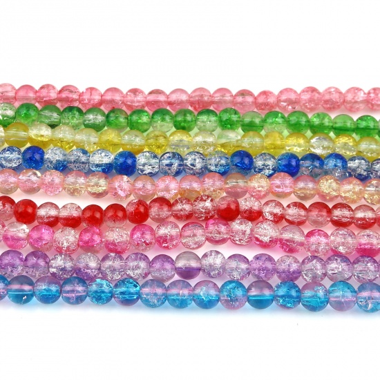 Picture of Glass Beads Round Transparent Crack