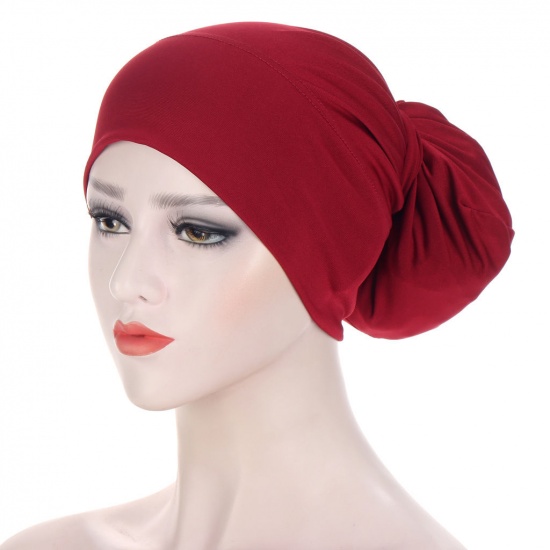 Изображение Pink - Polyester Women's Fashion Lace Up Muslim Turban Hat M（56-58cm）, 1 Piece