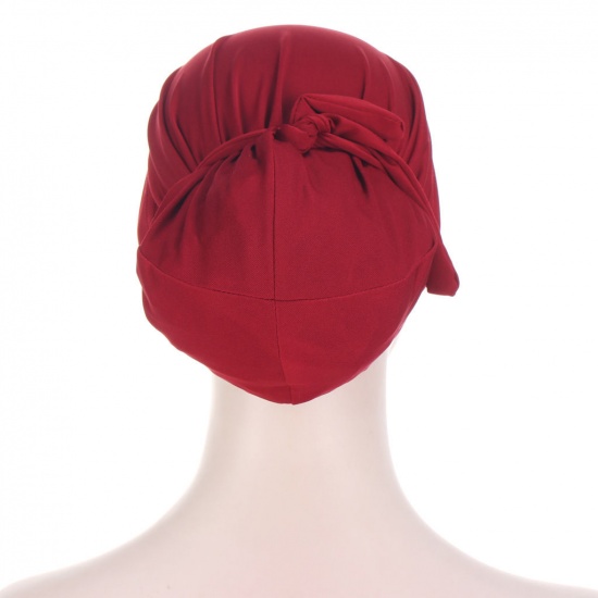 Изображение Pink - Polyester Women's Fashion Lace Up Muslim Turban Hat M（56-58cm）, 1 Piece