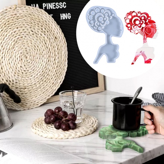 Изображение Силикон Модель для эпоксидной смолы Девушка Скульптура головы Белый 23.5см x 13.6см, 1 ШТ