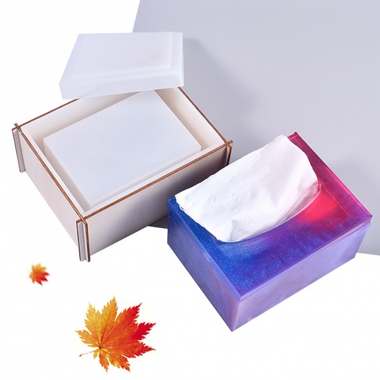 Bild von Silikonharzform für Schmuck Tissue Box Weiß 13,2 cm x 10,2 cm 13,2 cm x 10 cm, 1 Set (2 PCs / Set)