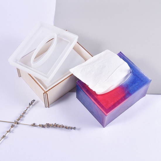 Bild von Silikonharzform für Schmuck Tissue Box Weiß 13,2 cm x 10,2 cm 13,2 cm x 10 cm, 1 Set (2 PCs / Set)