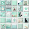 Immagine di Mint Green Peach Skin Fabric Square Pillowcase Home Textile