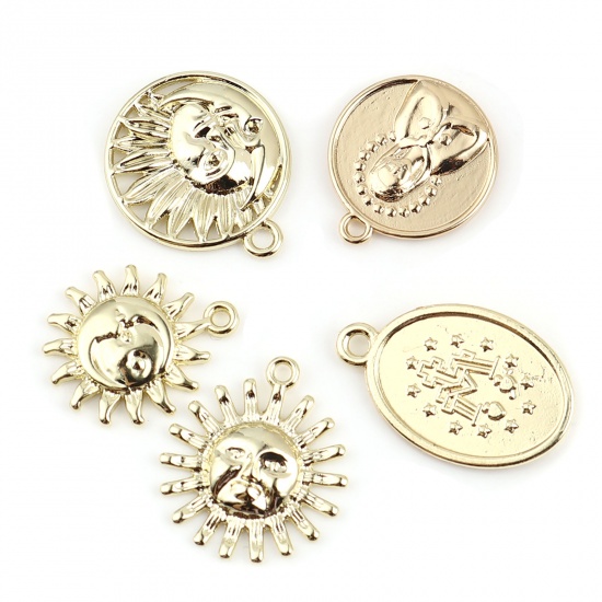 Immagine di Lega di Zinco Galassia Charms Sole Oro Placcato 22mm x 19mm , 5 Pz