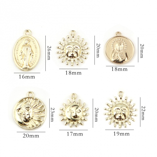 Immagine di Lega di Zinco Galassia Charms Sole Oro Placcato 22mm x 19mm , 5 Pz