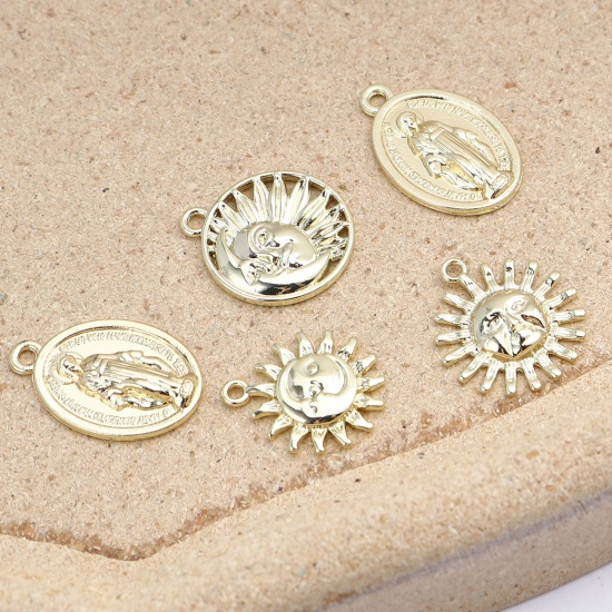 Immagine di Lega di Zinco Galassia Charms Sole Oro Placcato 22mm x 19mm , 5 Pz