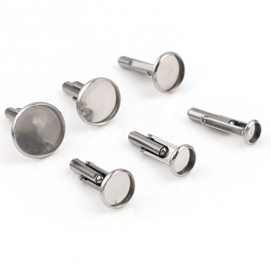 Picture of Stainless Steel Cuff Links Round Rotatable 