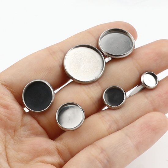 Picture of Stainless Steel Cuff Links Round Rotatable 