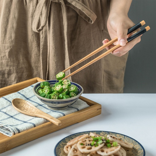 Immagine di Coffee - Phoebe Nanmu Wood Chopsticks & Spoon Set With Portable Box Tableware Cutlery 23.5cm long - 23cm long, 1 Set