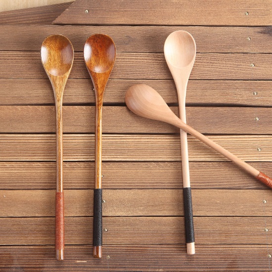 Picture of Coffee - Phoebe Nanmu Wood Chopsticks & Spoon Set With Portable Box Tableware Cutlery 23.5cm long - 23cm long, 1 Set