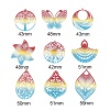 Picture of Iron Based Alloy Filigree Stamping Pendants Fan-shaped Multicolor 51mm x 45mm, 5 PCs