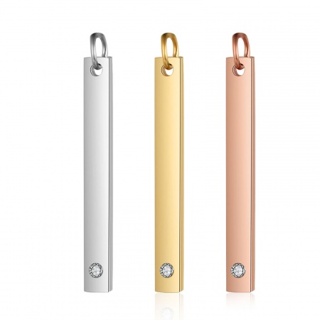 Stainless Steel Charms Rectangle Clear Rhinestone