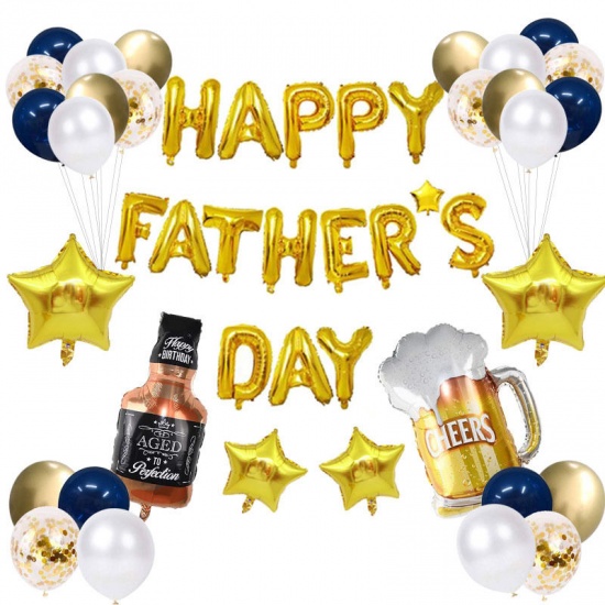 Picture of Happy Father's Day Wine Glass Stars Aluminium Foil Balloon Party Decorations