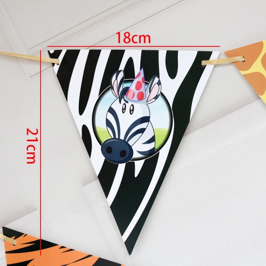 Bild von Grün - Papier Tropical Leaf Triangle Flag Banner Party Dekorationen 16,4x20cm, 1 Stück