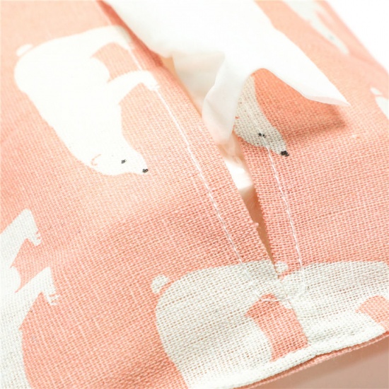 Image de Bleu - Sac de boîte à mouchoirs en coton et lin de style japonais ours polaire 25x18cm, 1 pièce