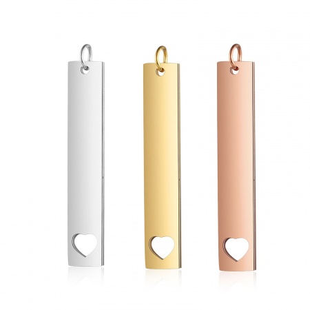 Stainless Steel Pendants Rectangle Heart