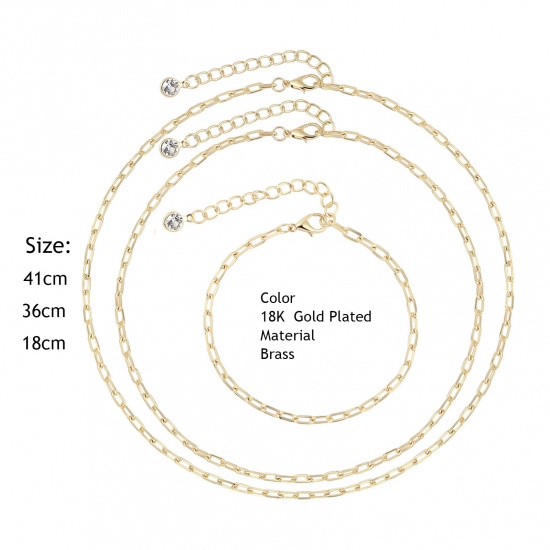 Image de Bracelets en Cuivre & Zirconia Cubique Plaqué Or Véritable Trombone à Zirconia Cubique Clair 19.8cm long, 1 Pièce